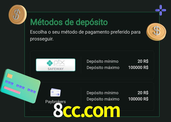 O cassino 8cc.com oferece uma grande variedade de métodos de pagamento
